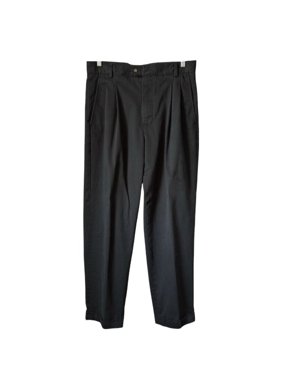 Vintage Paul Fredrick Mens 32x30 Pants Black Brushed Cotton Cuffed 90s Chinos